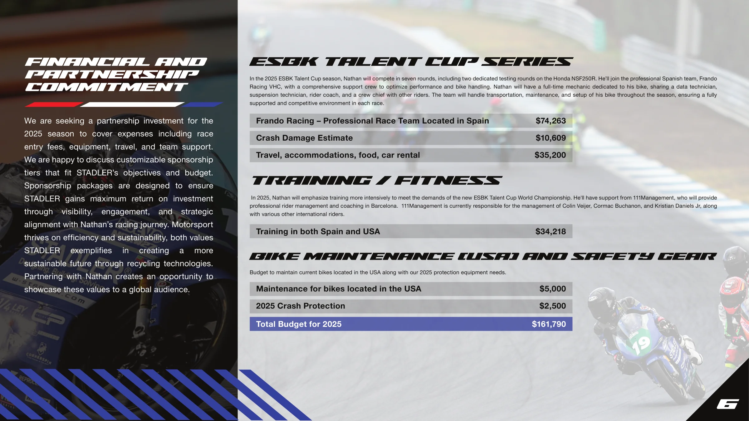 Financial and partnership commitment